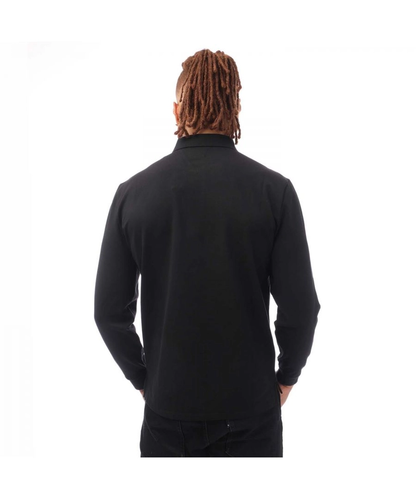 CP Company Mens Stretch Piquet Long Sleeved Polo Shirt in Black Cotton - Size Large